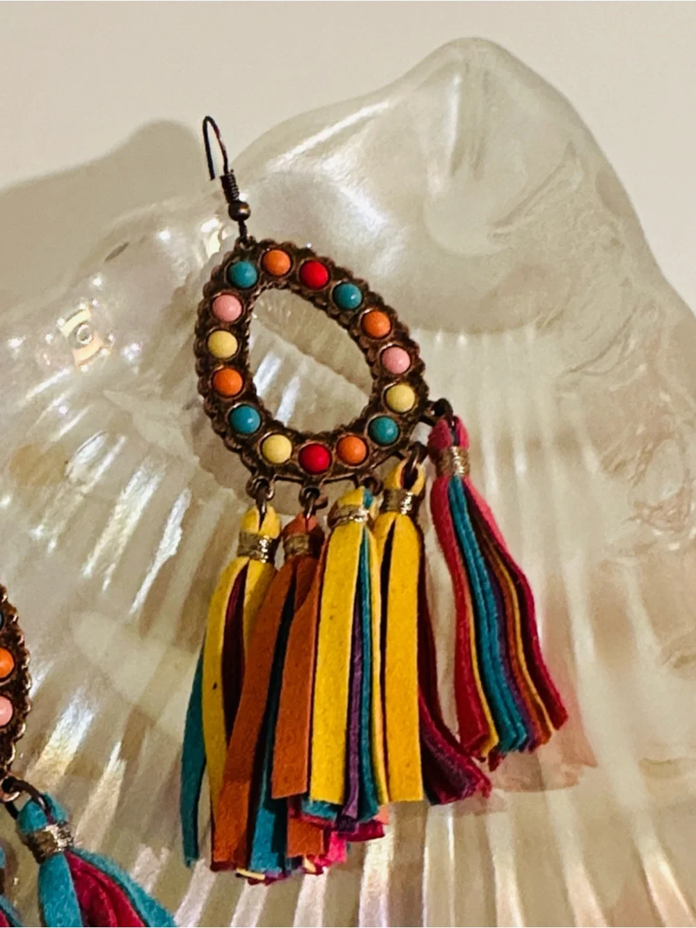 Boho Multicolor Tassel Drop Earrings